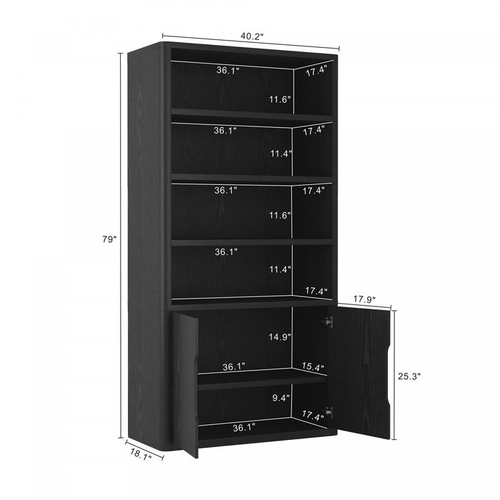 Rivington Modern 40\" Bookcase Cabinet in Black - Set of 2