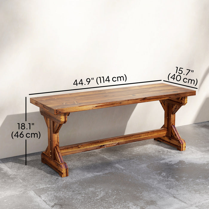 Outsunny Wooden Outdoor Bench, Rustic Garden Bench Loveseat, Carbonized