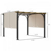 Outsunny 10' X 10' Outdoor Pergola Patio Gazebo Retractable Canopy, Beige|Outsunny 10' X 10' Pergola Patio Gazebo Abri Solaire A Auvent Retractable Avec Structure Metal Beige
