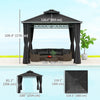 Outsunny 9' x 10' Double Roof Hardtop Gazebo with Nettings Curtains Black