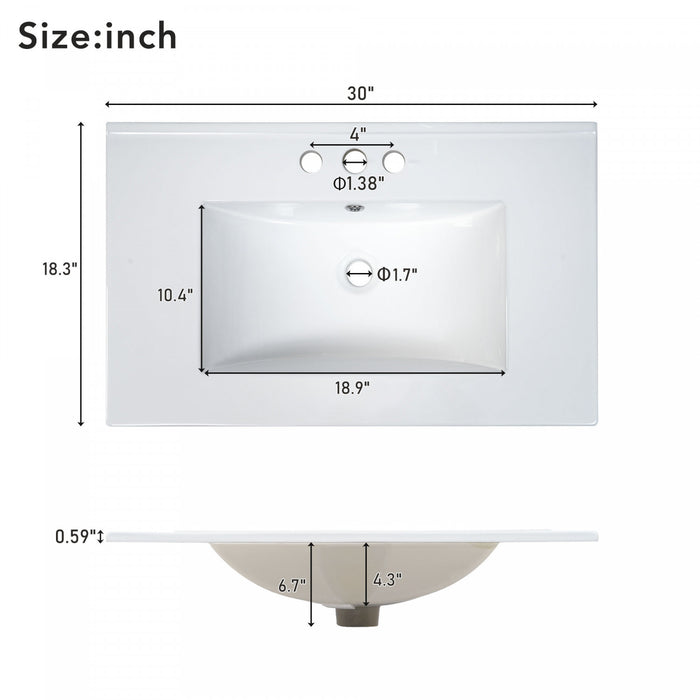 Katherine 30\" Solid Wood Bathroom Vanity With Sink Combo - White