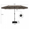 Costway 15FT Double-Sided Twin Patio Umbrella Sun Shade Outdoor Crank Market Base Coffee