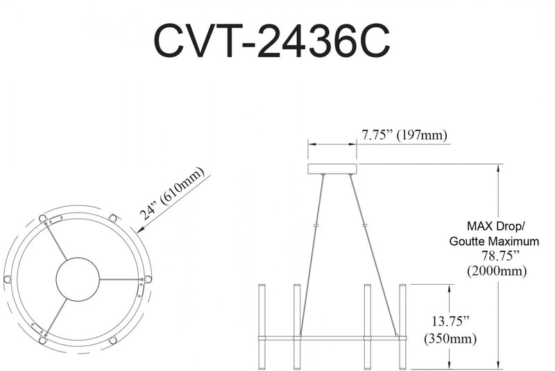 Dainolite Corvette Chandelier 36w Aged Brass White Acrylic Diffuser Lamp