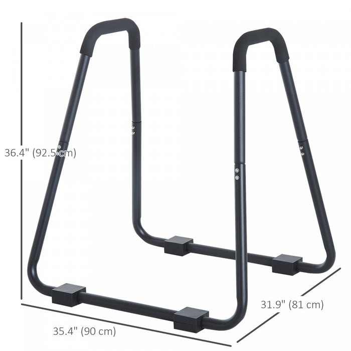 Soozier Fitness Dip Station Dip Bar Push Up Workout Stand With Straps Home Gym Black