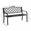 Outsunny 2-seater Garden Bench Steel Outdoor Loveseat W/ Armrests, Black