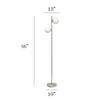 Liam Modern 2 Light Floor Lamp, Brushed Nickel, 66"H | Liam Lampadaire moderne a 2 lumieres, Nickel brosse, 66 po H