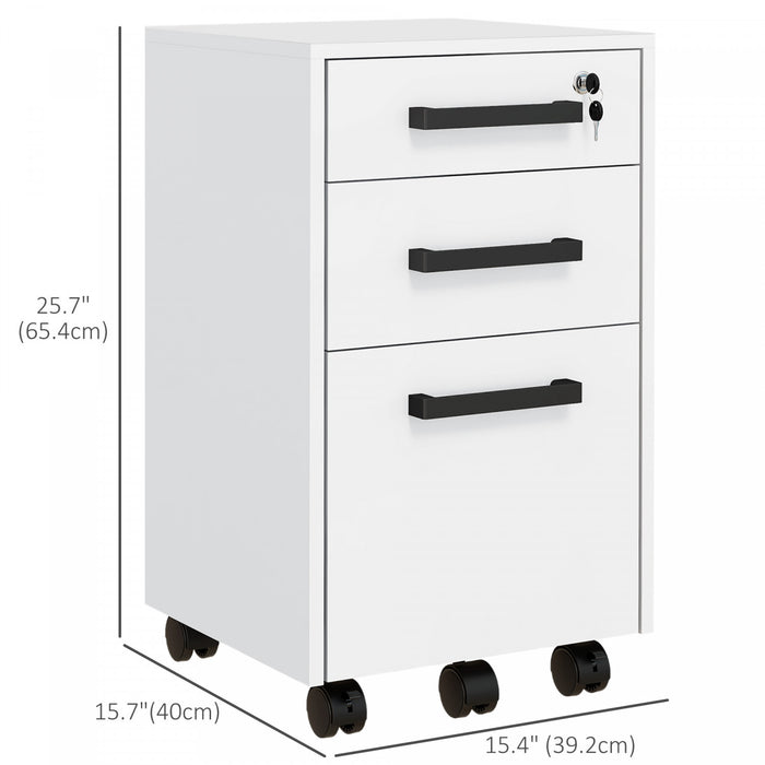 Homcom 3 Drawer File Cabinet With Hanging Bar For Letter A4 Size