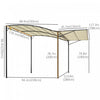 Outsunny 10x8ft Patio Metal Gazebo With Extendable Side Awning Outdoor Shelter Garden Sun Shade Cano|Outsunny 10x8pi Tonnelle De Terrasse En Metal Avec Auvent Lateral Extensible Abri Exterieur Jardin P