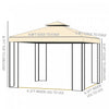 Outsunny 10'x10' Gazebo Canopy Outdoor Patio Sun Shelter Uv Protect W/ 2-tier Polyester Roof Curtain|Outsunny 10'x10' Gazebo Canopee Abri Soleil Pour Terrasse Exterieure Canopee Avec Protection Uv Prot