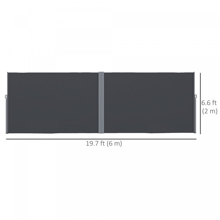 Outsunny Retractable Double Side Awning, Outdoor Privacy Screen, Grey