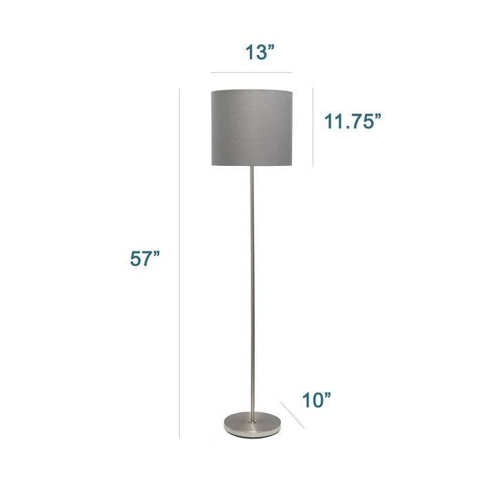 Harlan Contemporary Floor Lamp, Brushed Nickel & Silver, 57\"