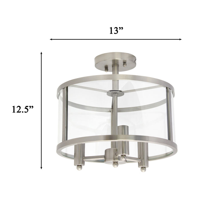 Salerno 3 Light Semi-flush mount Ceiling Light, Onyx, 13\"D Lamp
