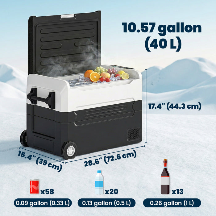 Outsunny 12 Volt Car Refrigerator, 42QT Car Fridge Freezer with App Control, 12/24V DC and 100-240V AC, -4℉-68℉, Electric Compressor Cooler with Wheels for RV Truck Camping Travel