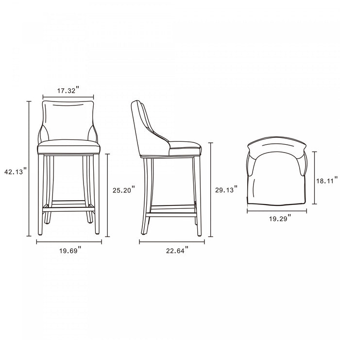 Shubert Modern Wood Upholstered Barstool in Light Gray - Set of 3