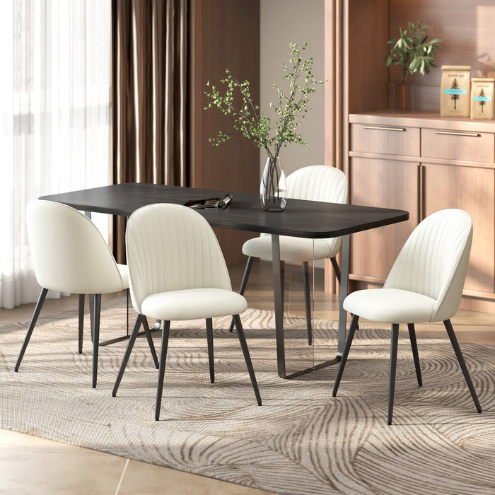 HOMCOM Set of 4 Modern Dining Chairs for Living Room, Cream White