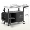 Outsunny Outdoor Grill Cart with Foldable Side Table, 37.8" x 18.1" Pizza Oven Stand with Stainless Steel Tabletop, Storage & Towel Rack, Hooks, Movable Food Prep Table on Wheels