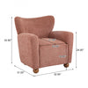 Wingate Cozy Wingback Armchair with Premium Fabric and Solid Wood Legs, Coral, Teak | Wingate Fauteuil Aile Confortable en Tissu Premium et Pieds en Bois Massif, Corail, Teck