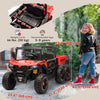 Qaba Electric Ride On Car with 6 Wheels, 24V 4WD Battery Powered Ride On Truck with Dump Bed, Remote Control, Wheel Suspension, Lights and Music for Kids 3-8 Years, Red