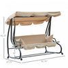 Outsunny 3-seat Outdoor Patio Swing Chair, Converting Flat Bed, Canopy Swing With Adjustable Shade, |Outsunny Heavy-dunny Metal 3 Places Balancoire Exterieure Jardin Hamac Lit Avec Auvent Et 2 Oreiller