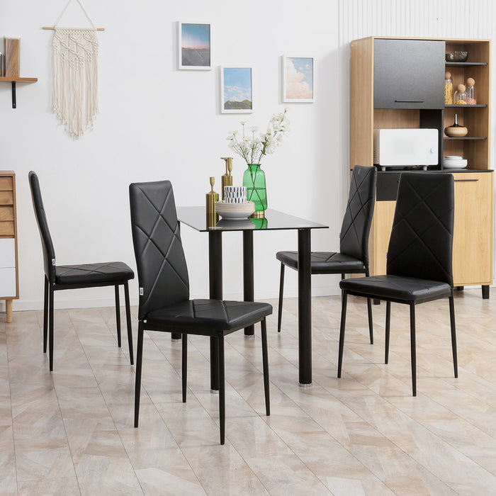 HOMCOM 4-Pieces Dining Chairs, Accent Chair w/ Upholstery Seat Steel Legs