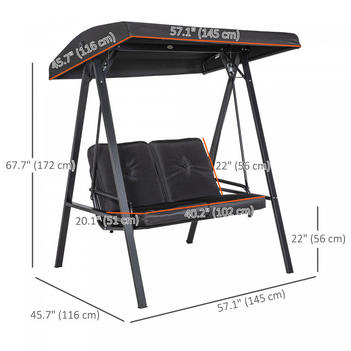 Outsunny 2 Seater Outdoor Swing Chair Porch Swing Bench With Canopy
