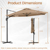 Costway 9 FT Cantilever Patio Umbrella Offset Hanging Umbrella with Vented Top for Poolside Brown
