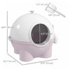 Pawhut Cat Litter Box With Lid, Enclosed Kitty Litter Box With Scoop, Leaking Sand Pedal, Top Handle, Pink