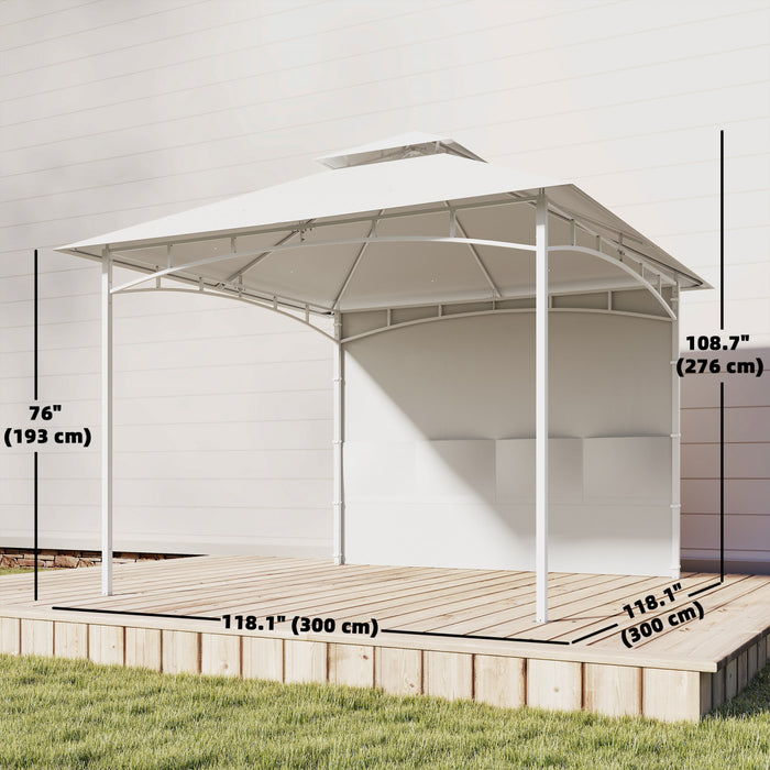 Outsunny 10' x 10' Patio Gazebo, Double Roof Outdoor Gazebo, Cream White