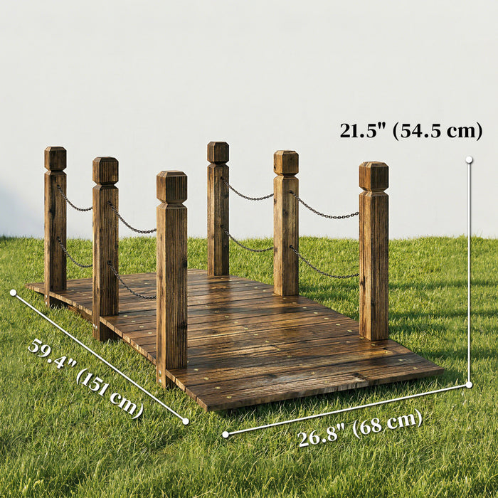 Outsunny Garden Bridge Footbridge Weather-Resistant 5ft, Carbonized