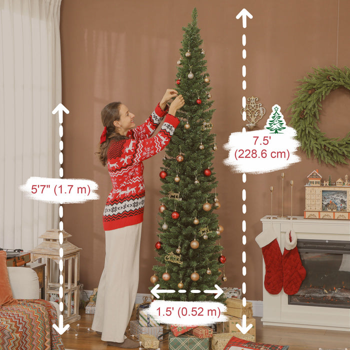 HOMCOM 7.5ft Christmas Tree with DIY Synchronized LEDs, Xmas Tree, Green