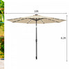 Costway 10' Solar LED Lighted Patio Market Umbrella Shade Tilt Adjustment Crank Beige