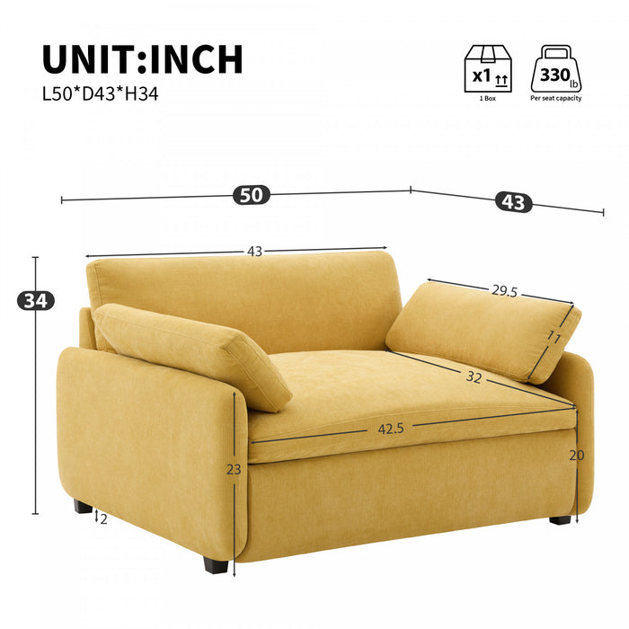 Olivia Oversized Accent Chair with Pillows,Yellow