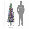 HOMCOM 6ft Pencil Artificial Christmas Tree w/ Remote, Flocked Xmas Tree