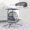 Outsunny Double Hanging Egg Chair W/ Canopy, Foldable Hammock Chair, Black