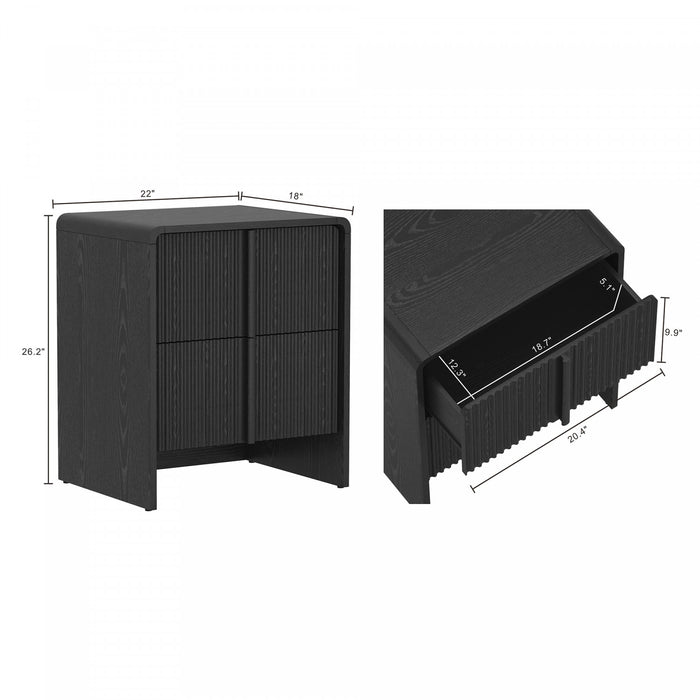 Novara Contemporary 22\" Nightstand in Black (2-Drawer)