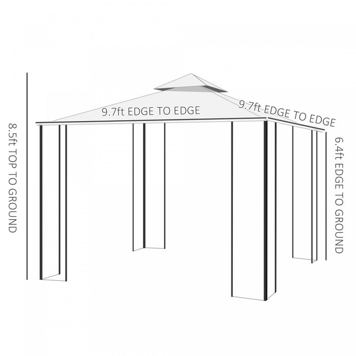 Outsunny 10' X 10' Outdoor Garden Metal Gazebo Patio Canopy Marquee Patio Party Tent Canopy Shelter Vented Roof Decorative Frame, Cream