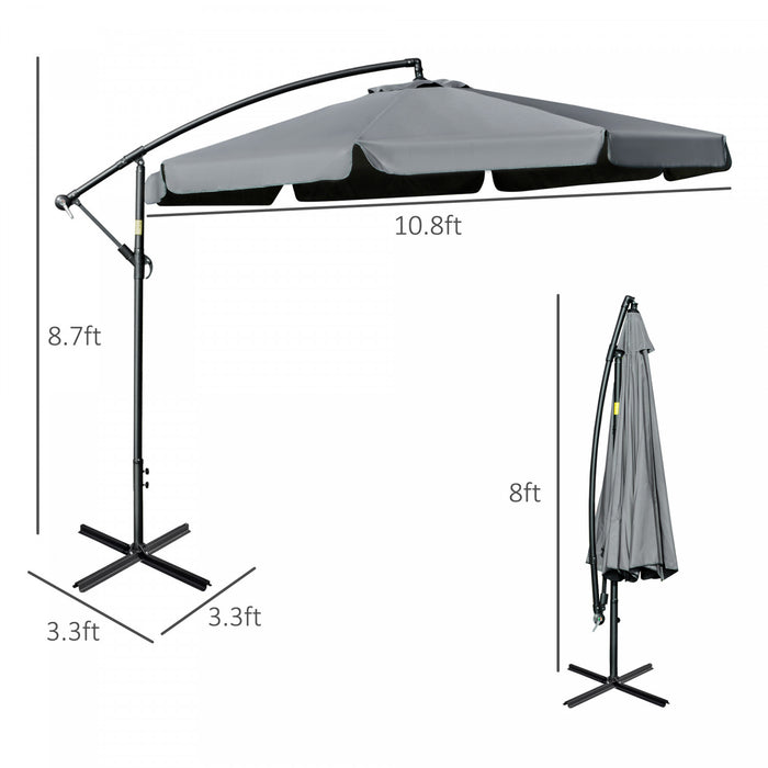 Outsunny 11ft Offset Hanging Patio Umbrella Cantilever Umbrella, Dark Grey