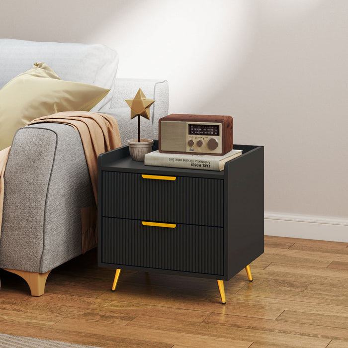 HOMCOM Bedside Table, Nightstand with 2 Drawers for Bedroom, Black