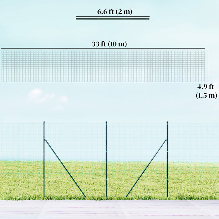 Outsunny Garden Fence Barrier, Welded Fence Roll Plastic-Coated Steel Green
