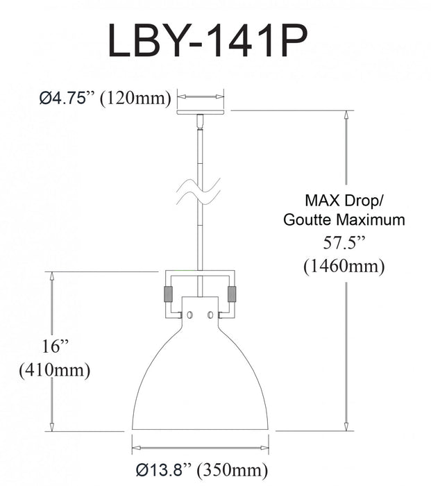 Dainolite Liberty 1 Light Pendant Aged Brass Finish Lamp