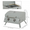 Outsunny 2 Burner Propane Gas Grill, Outdoor Portable Tabletop BBQ with Foldable Legs, 10000 Each Burner, Lid, for Camping, Picnic, Backyard, Silver
