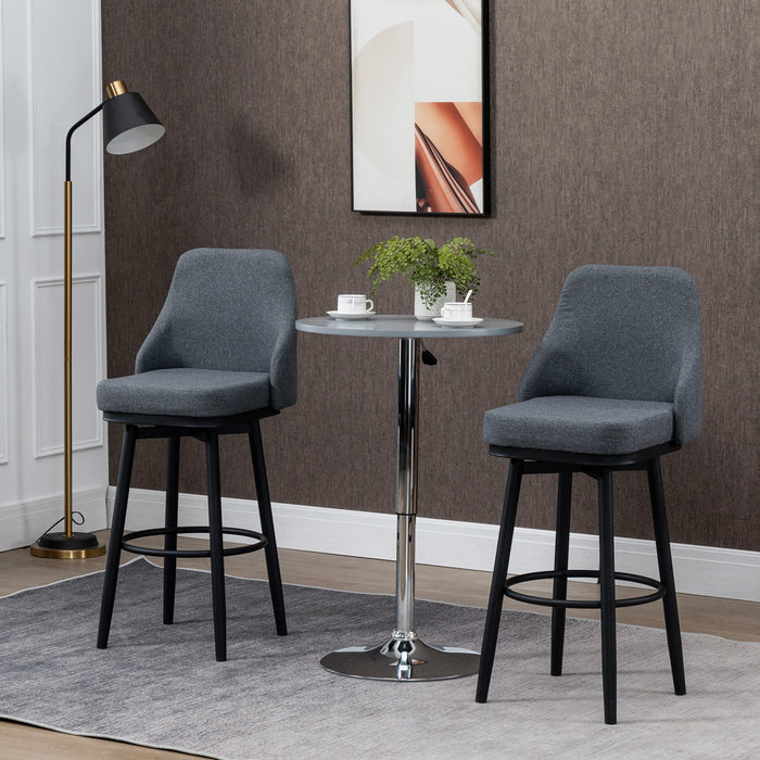 HOMCOM Bar Height Bar Stools Set of 2 360° Swivel Barstools with Steel Legs