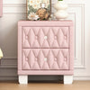 Sophia Elegant Velvet Nightstand with Drawers and Button-Tufted Design,Pink | Sophia Table de Nuit Elegante en Velours avec Tiroirs et Design Capitonne, Rose