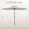 Costway 10FT Patio Umbrella Tilt Market Sunshade Deck Yard Garden Parasol with 8 Ribs Beige