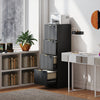 HOMCOM 4 Drawer File Cabinet Fluted Vertical Filing Cabinet with Lock Black