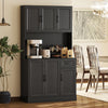 HOMCOM 71" Pantry Cabinet, Kitchen Cupboard with Charging Station, Black