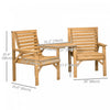 Outsunny 3pcs Outdoor Bench Set For Garden, Backyard, Balcony, Light Brown