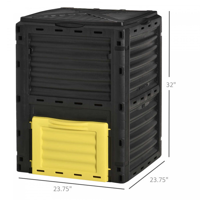 Outsunny Garden Compost Bin Large Outdoor Compost Container Yellow
