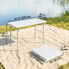 Outsunny Picnic Table with Adjustable Height and Handle 47" x 24", White