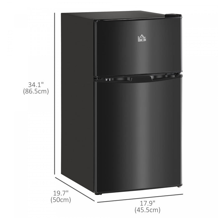 HOMCOM 3.2 Cu Ft Mini Fridge with Freezer Adjustable Shelf Reversible Doors